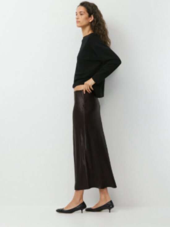 Aritzia Dresses & Skirts - Babaton | Aritzia | Black Satin Slip Midi Skirt | Size 6